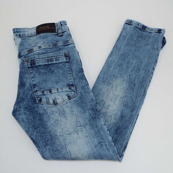 Copper Rivet Distressed Slim Fit Jeans - Picture 1 of 10